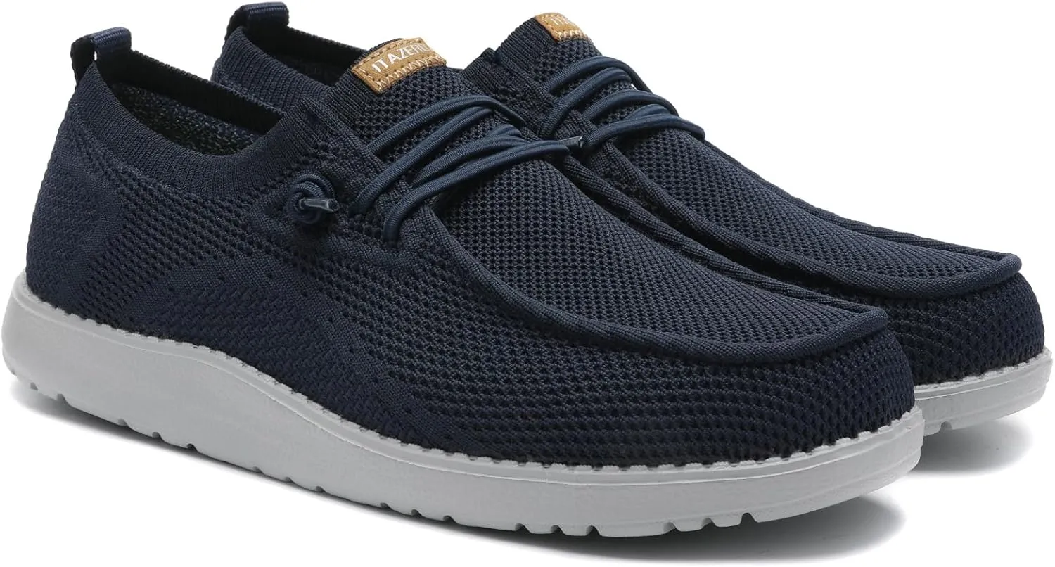 1TAZERO Wide-Shoes for Men-Slip on Walking-Loafers Casual-Shoes - Wide Width Comfortable Orthopedic Shoes for Men with Arch Support for Plantar Fasciitis