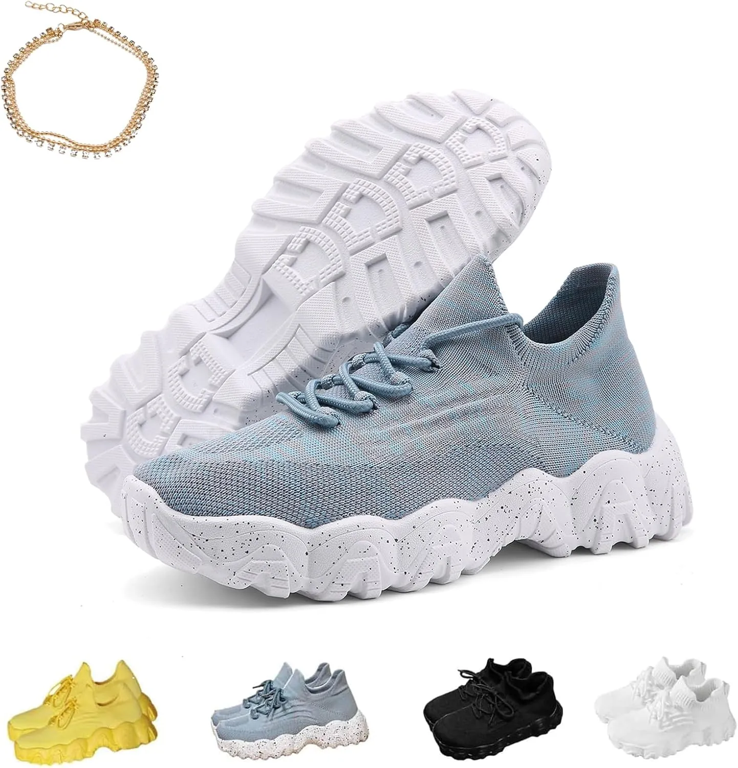 2024 Summer Lace Up Low Top Slip On Sneakers, Lightweight Mesh Running Shoes, Women's Comfortable Breathable Knitted Sneakers
