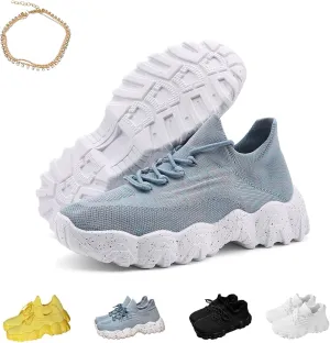 2024 Summer Lace Up Low Top Slip On Sneakers, Lightweight Mesh Running Shoes, Women's Comfortable Breathable Knitted Sneakers