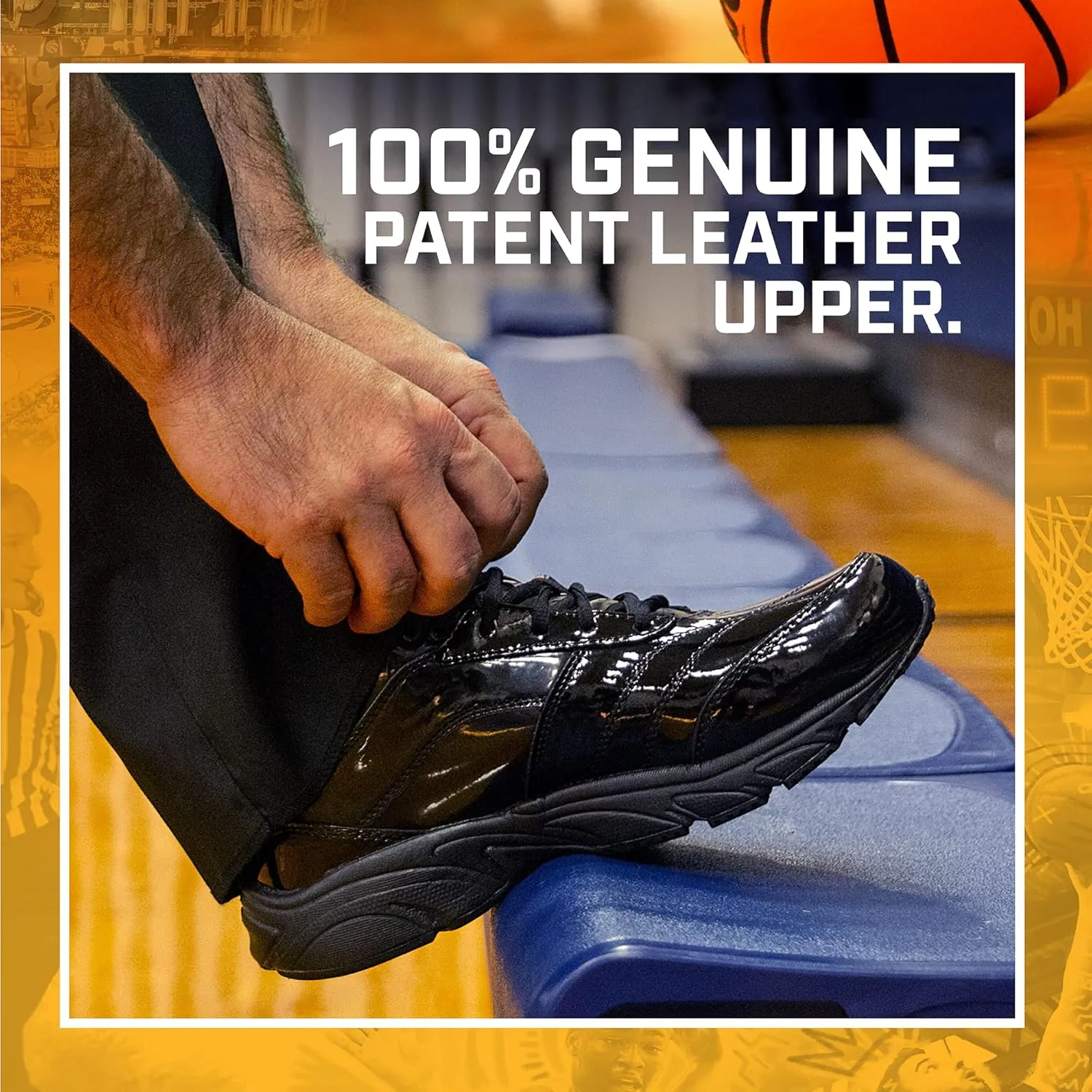 3N2 Reaction Basketball Black Referee Shoes for Men - Full Grip Leather Sneakers with Tractional Sole, Width D & EE