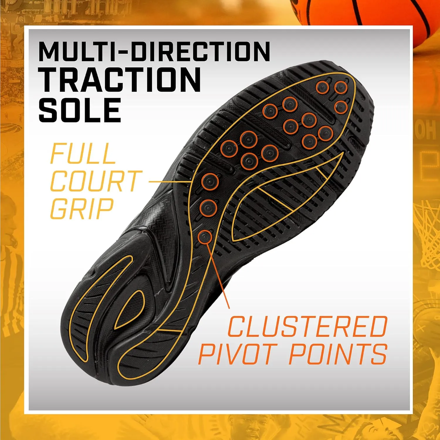 3N2 Reaction Basketball Black Referee Shoes for Men - Full Grip Leather Sneakers with Tractional Sole, Width D & EE