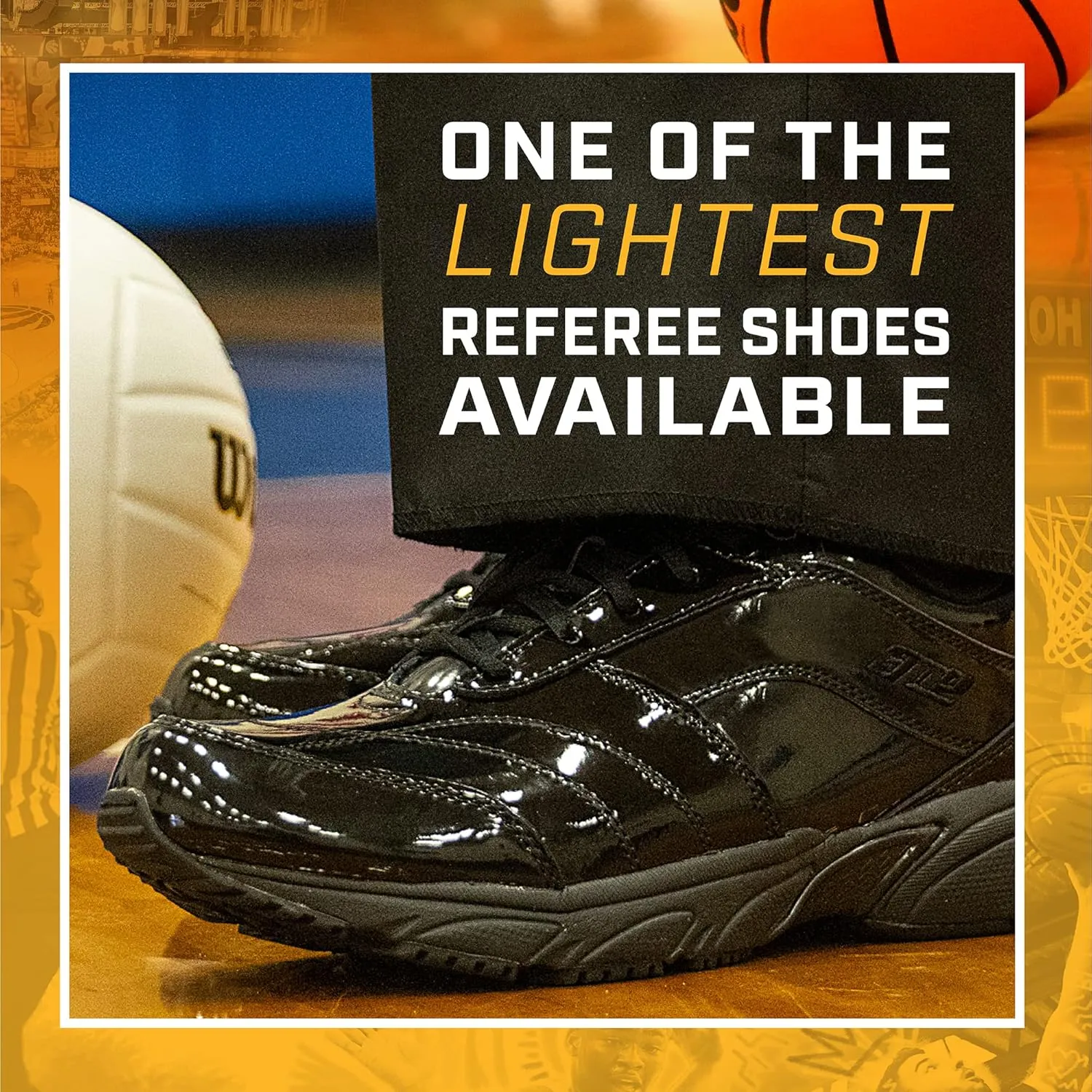 3N2 Reaction Basketball Black Referee Shoes for Men - Full Grip Leather Sneakers with Tractional Sole, Width D & EE