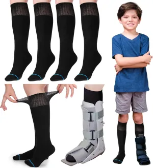 4 Pairs Kids Replacement Sock Liner for Walking Boots Cast Socks Compatible with Aircast Walker Brace for Kids