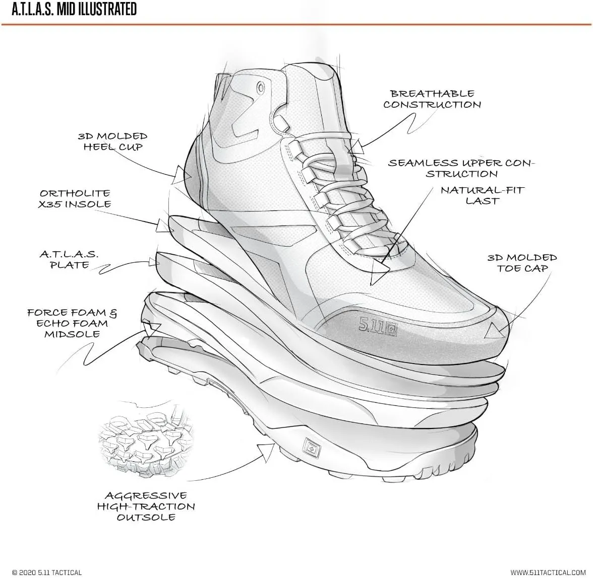 5.11 Men's Molded T Mid