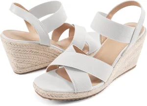 Ablanczoom Espadrilles Wedge Sandals for Women: Dressy Open Toe Ankle Strap Wedges Heels for Womens Comfortable Platform Sandal