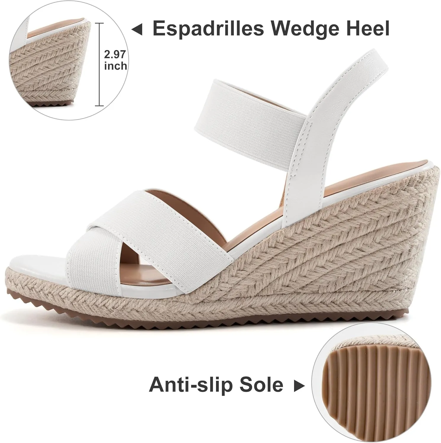Ablanczoom Espadrilles Wedge Sandals for Women: Dressy Open Toe Ankle Strap Wedges Heels for Womens Comfortable Platform Sandal