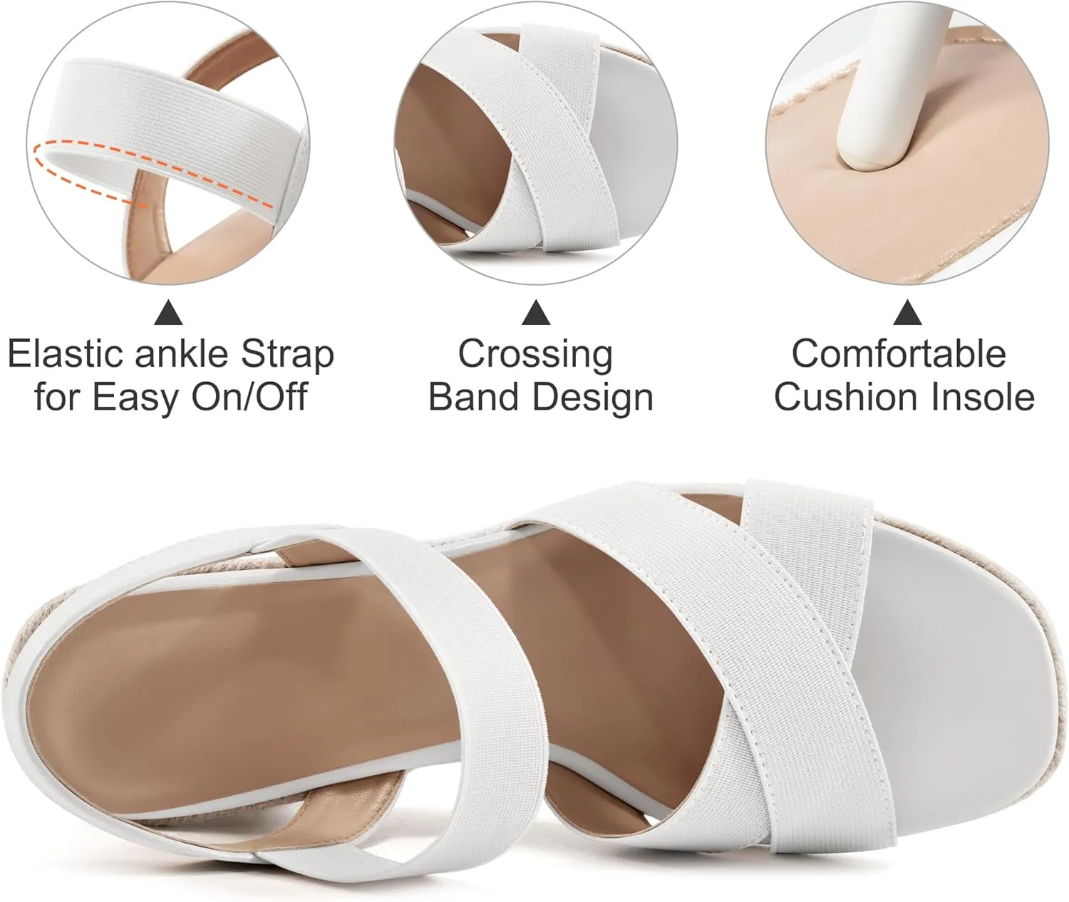 Ablanczoom Espadrilles Wedge Sandals for Women: Dressy Open Toe Ankle Strap Wedges Heels for Womens Comfortable Platform Sandal