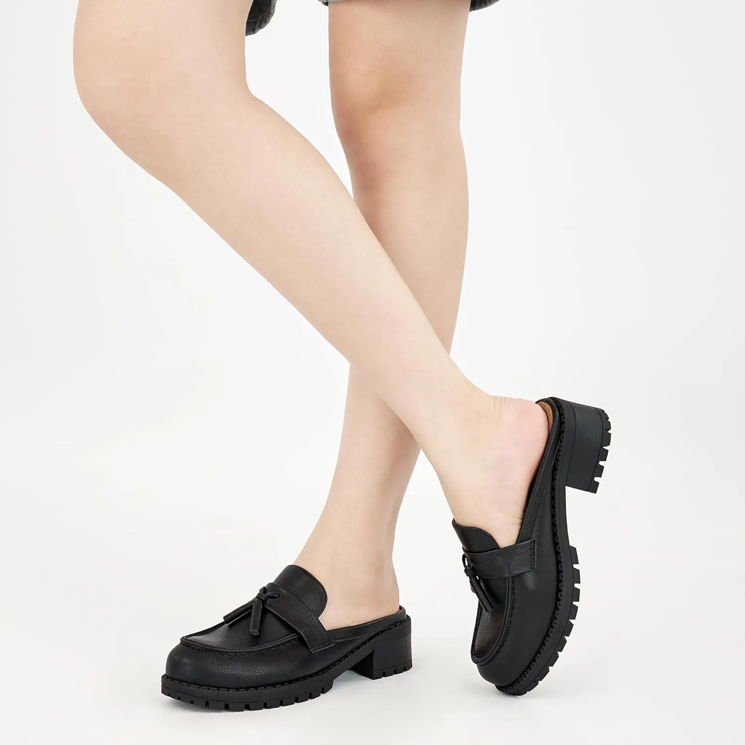 Ablanczoom Mules for Women: Dressy Comfortable Womens Mules Slip On Backless Platform Chunky Loafers for Work Office Business
