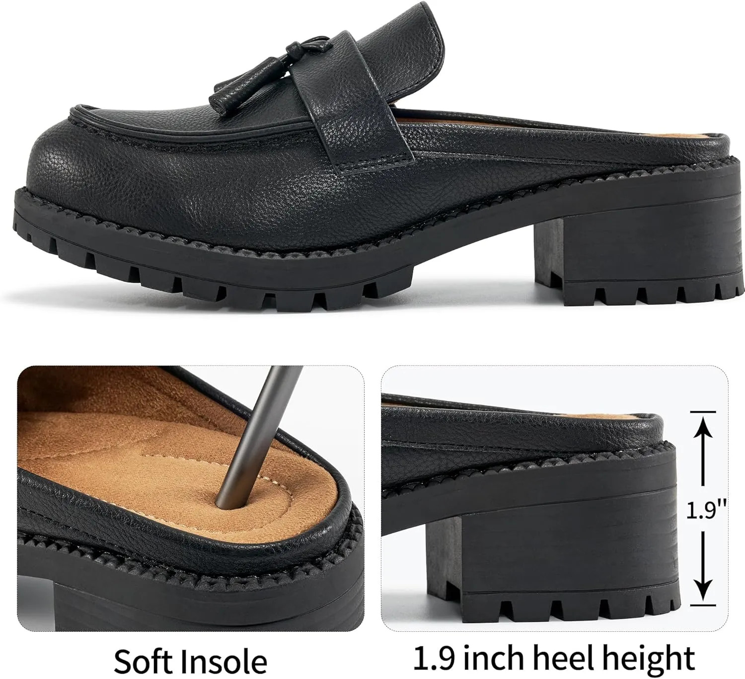 Ablanczoom Mules for Women: Dressy Comfortable Womens Mules Slip On Backless Platform Chunky Loafers for Work Office Business