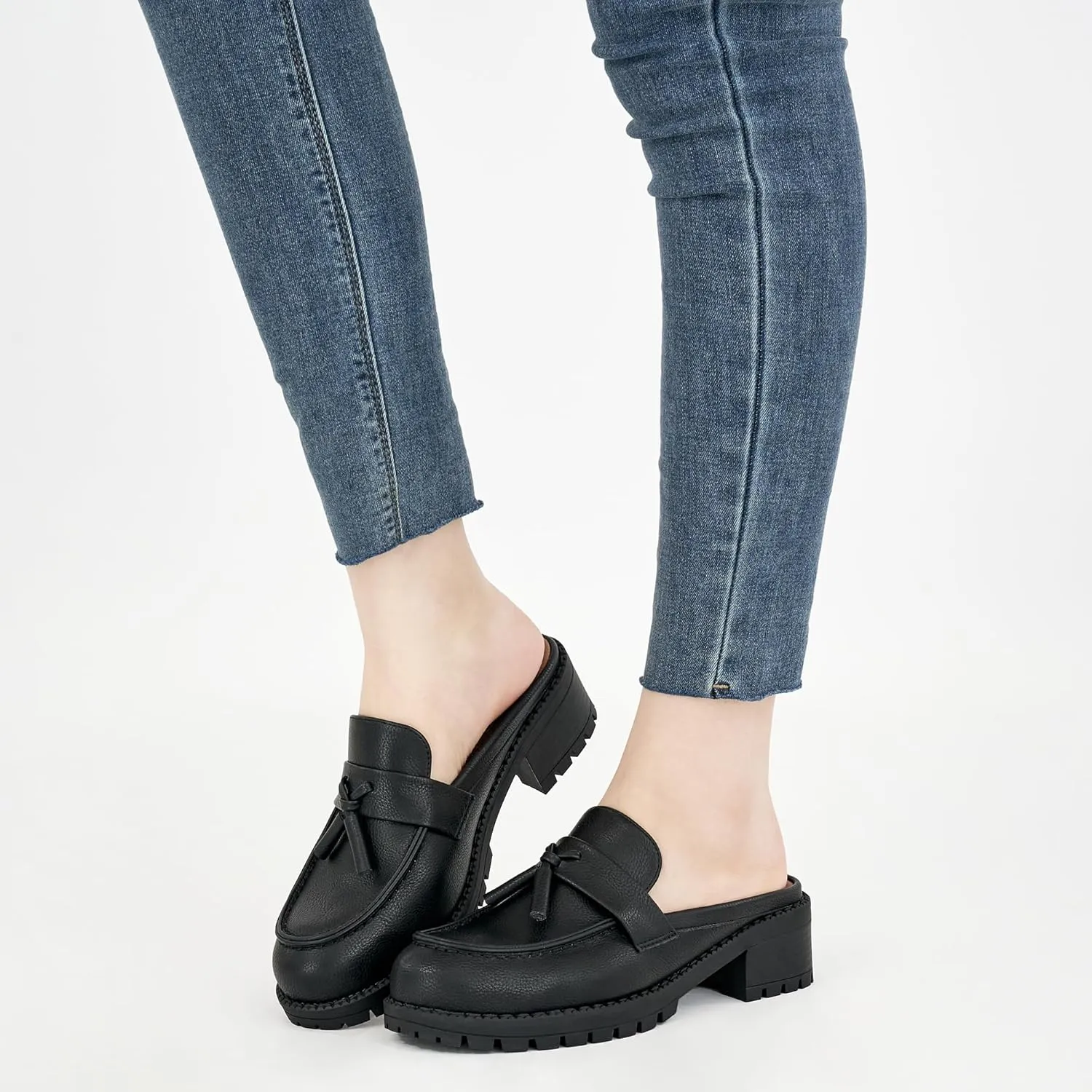 Ablanczoom Mules for Women: Dressy Comfortable Womens Mules Slip On Backless Platform Chunky Loafers for Work Office Business
