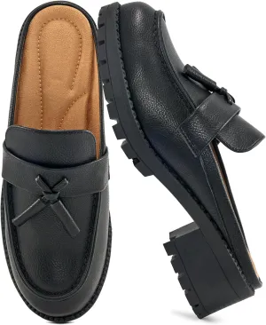 Ablanczoom Mules for Women: Dressy Comfortable Womens Mules Slip On Backless Platform Chunky Loafers for Work Office Business