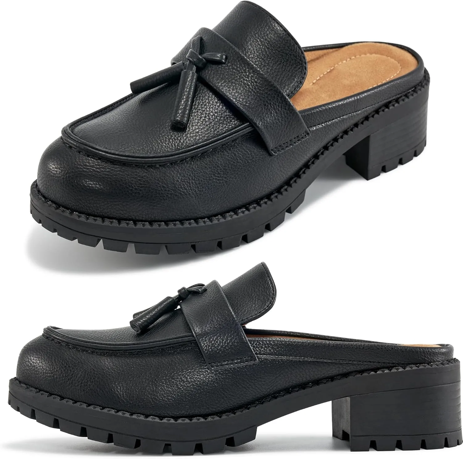 Ablanczoom Mules for Women: Dressy Comfortable Womens Mules Slip On Backless Platform Chunky Loafers for Work Office Business