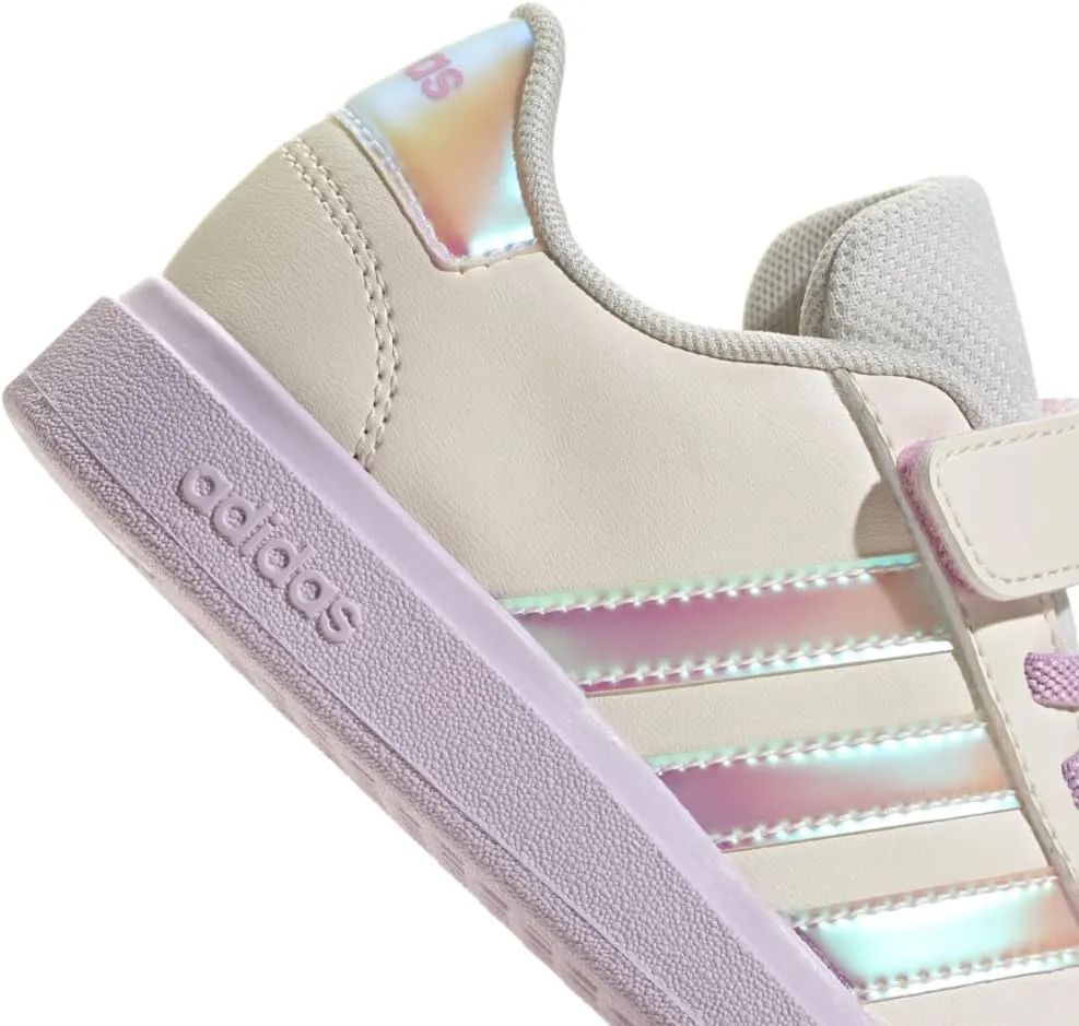 adidas Unisex-Child Grand Court 2.0 Elastic Lace Sneaker