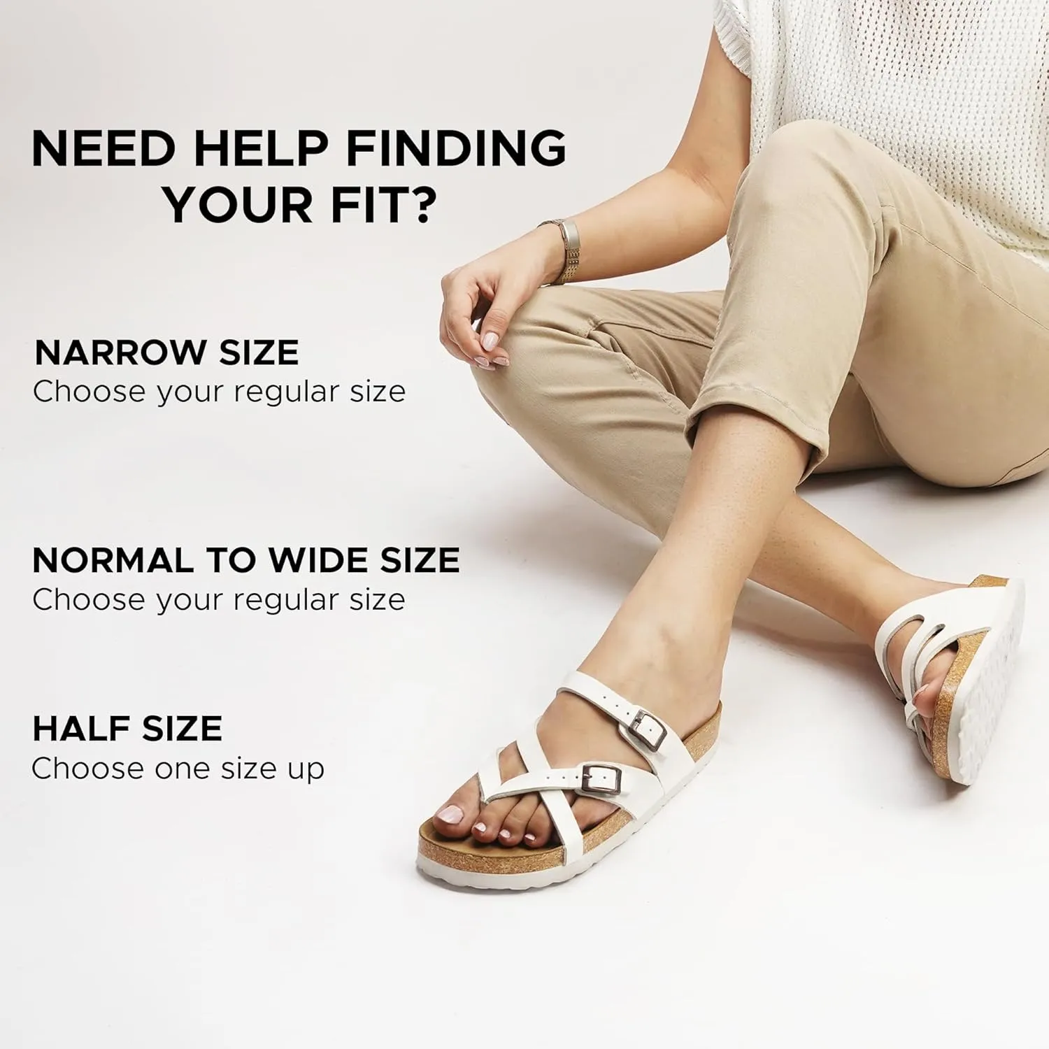 AEROTHOTIC Womens Strappy Slip-On Modern Memory Foam Cushion Footbed Outdoor Adjustable Buckle Cork Footbed Slides for Sandals with Comfortable Arch Support