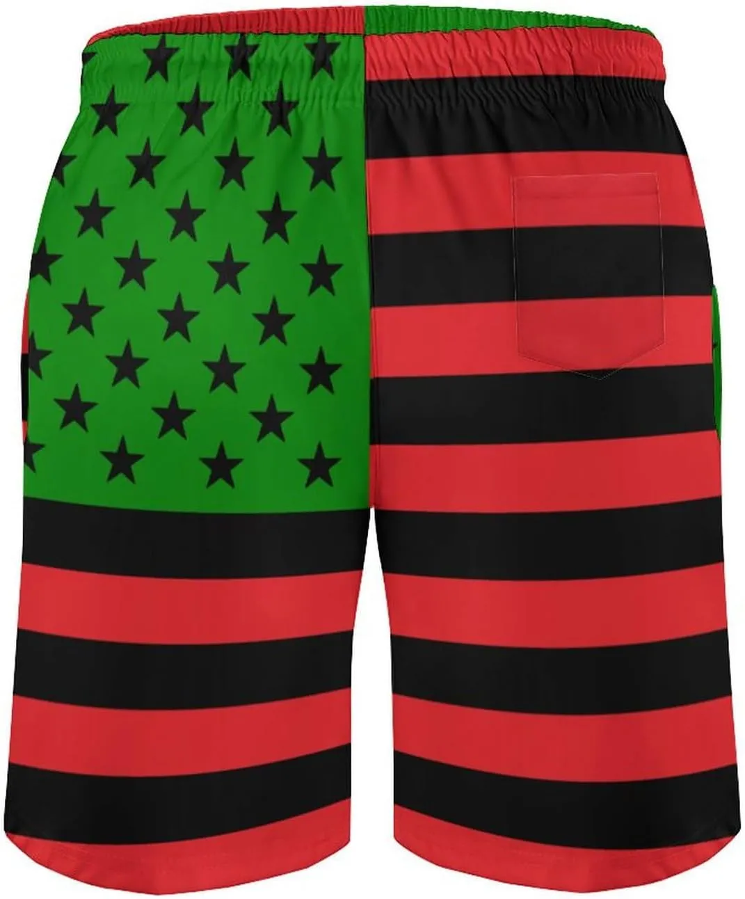African USA Flag Mens Swim Trunks with Mesh Liner Quick Dry Beach Shorts Funny Swimwear with Pockets