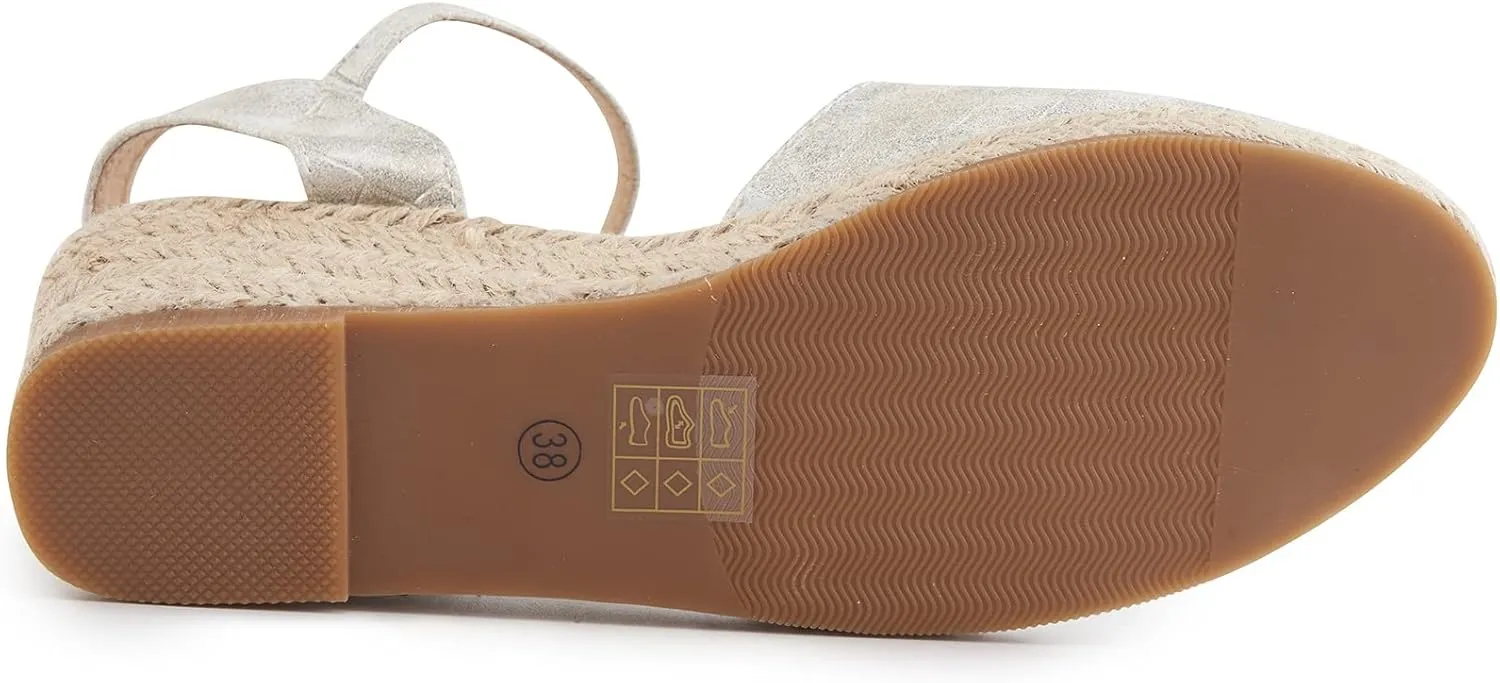 Alexis Leroy Women's Closed Toe Buckle Strap Slingback Espadrilles Wedge Sandals