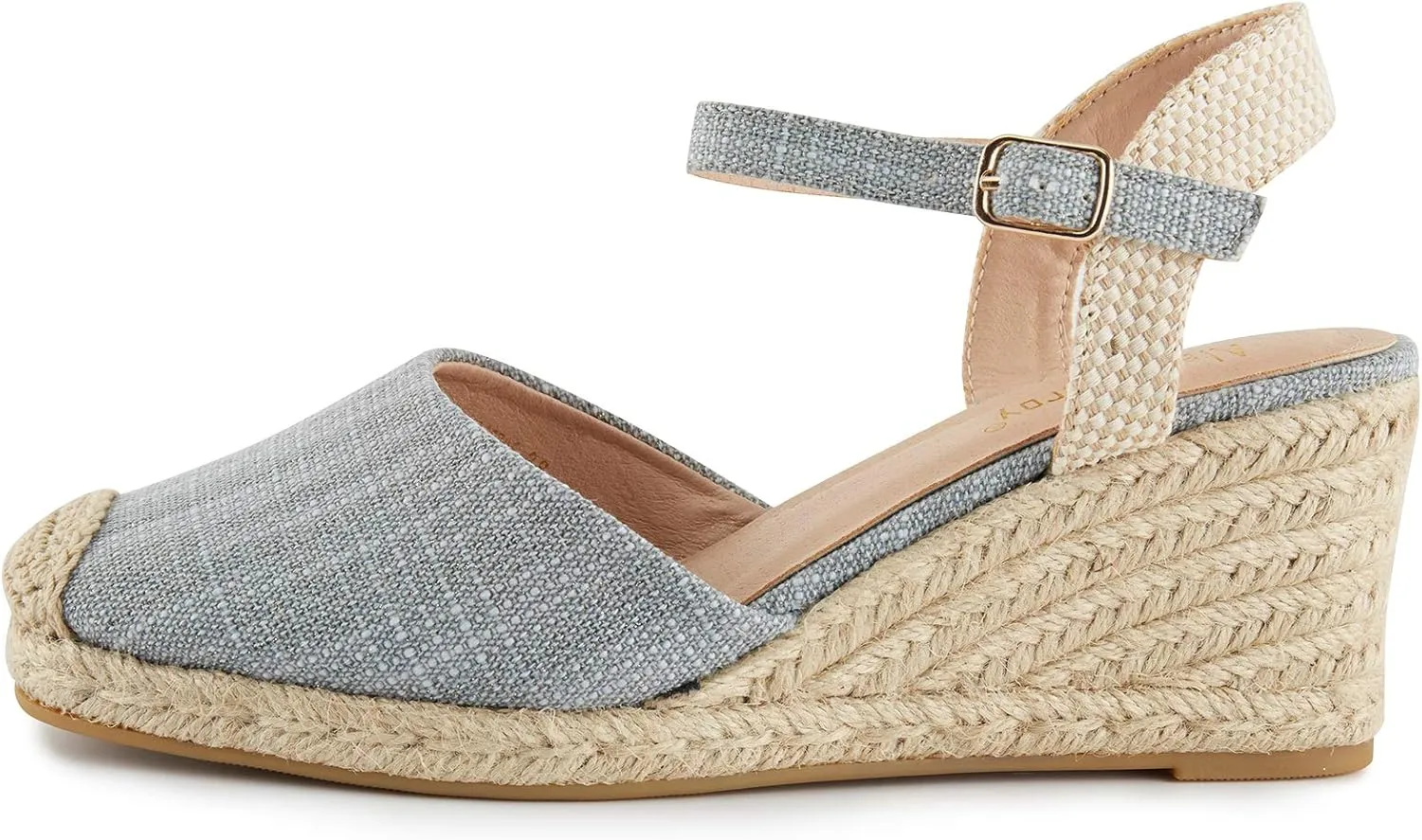 Alexis Leroy Women’s Embroidered Closed Toe Buckle Strap Espadrilles Wedge Sandals