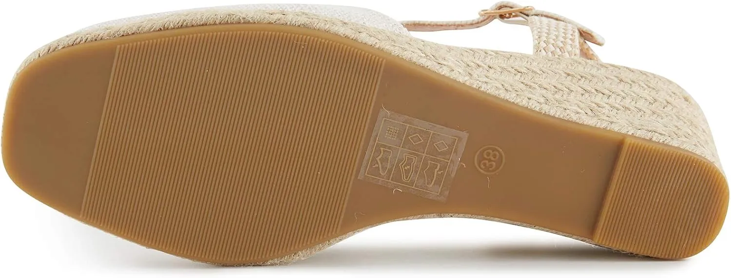 Alexis Leroy Women’s Embroidered Closed Toe Buckle Strap Espadrilles Wedge Sandals
