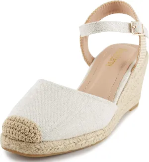 Alexis Leroy Women’s Embroidered Closed Toe Buckle Strap Espadrilles Wedge Sandals