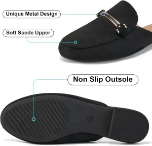 Alicegana Mules for Women Flats Shoes: Comfortable Round Toe Slip on Mules 2025 Dressy Business Buckle Loafers