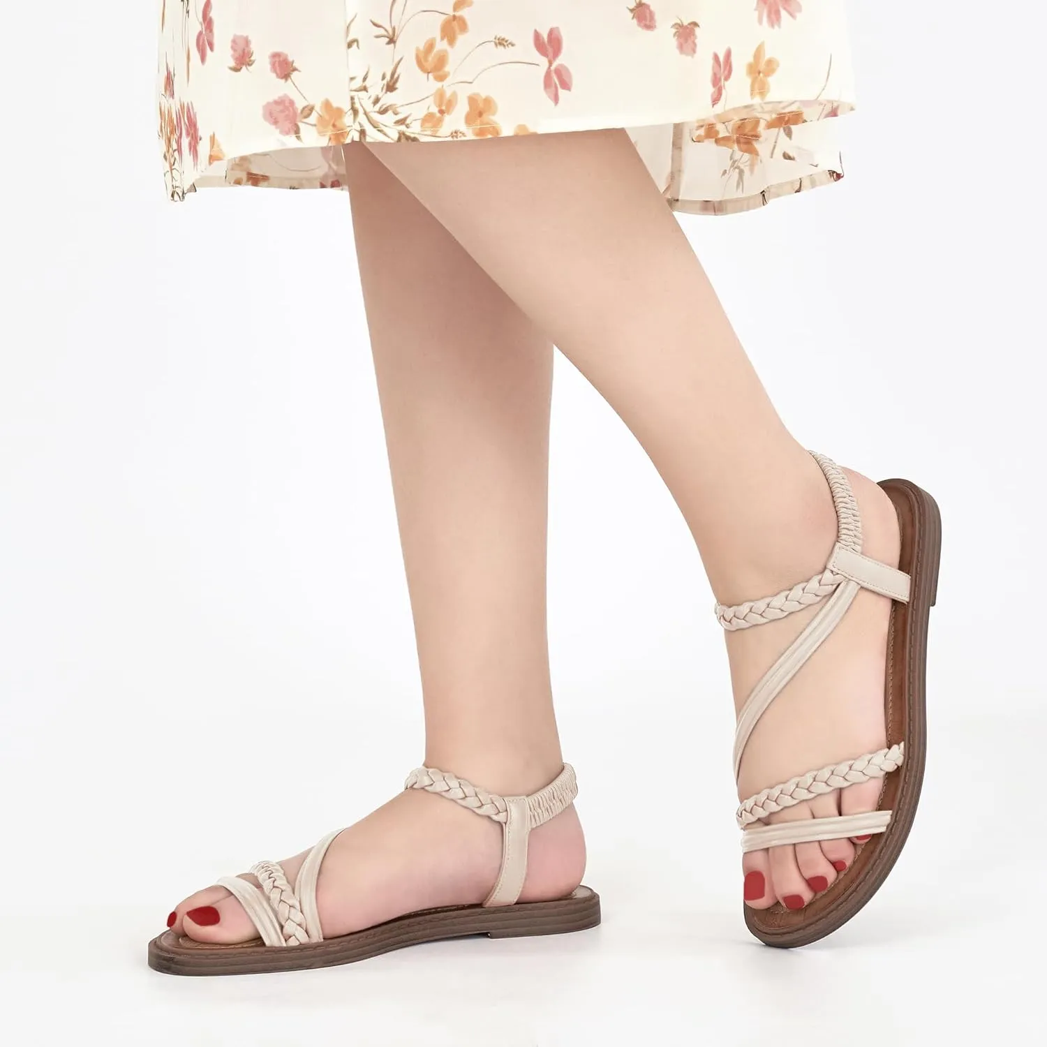 Alicegana Womens Sandals Dressy Summer - Comfortable Gladiator Sandals for Women 2025 Beach Walking Wedding Flat Shoes