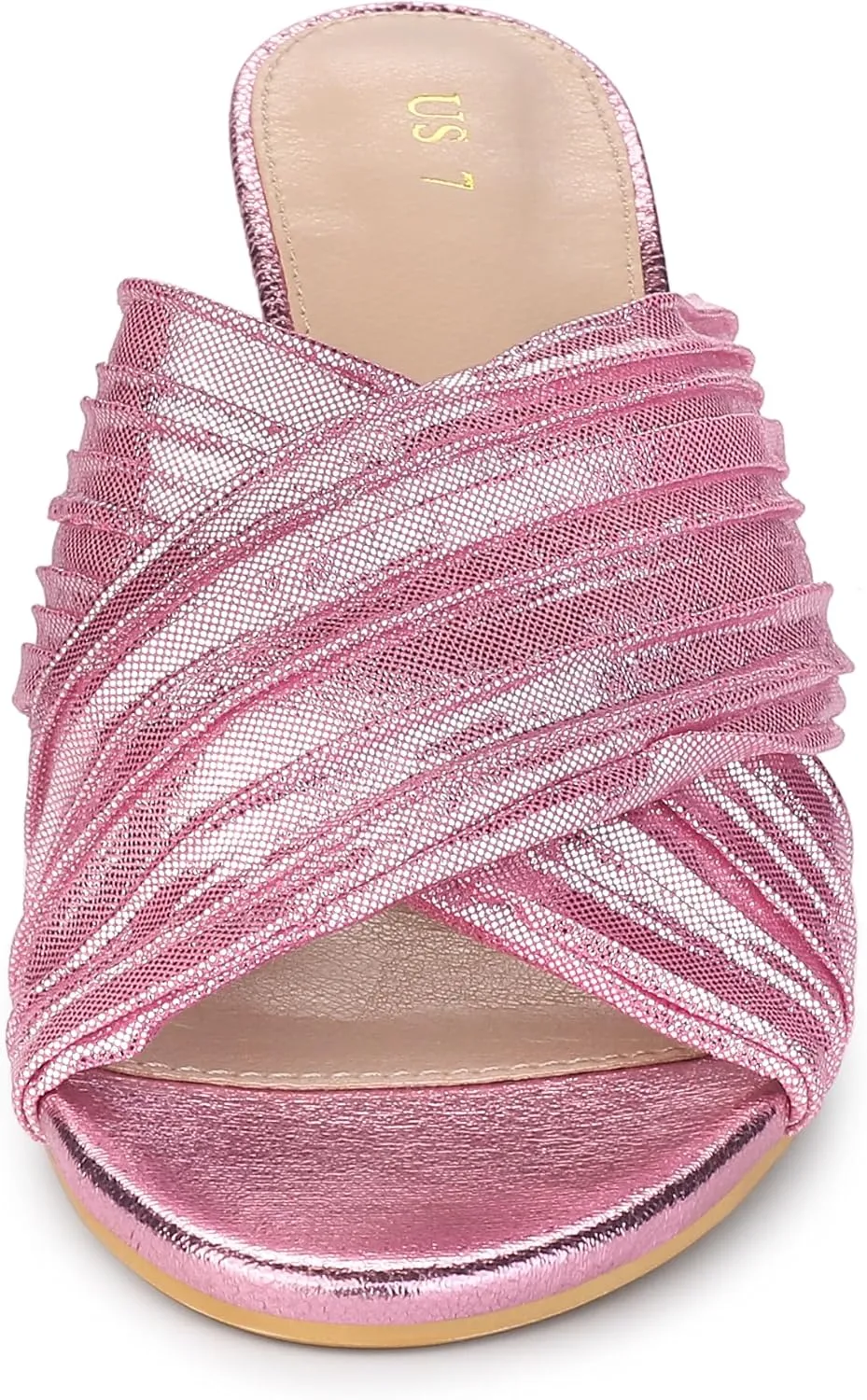 Allegra K Women's Crisscross Strap Slip on Block Heel Slide Sandals