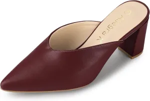 Allegra K Women's Pointed Toe Chunky Heels Slides Mules