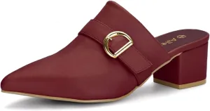 Allegra K Women's Pointed Toe Slip on Block Heel Sandals Mules