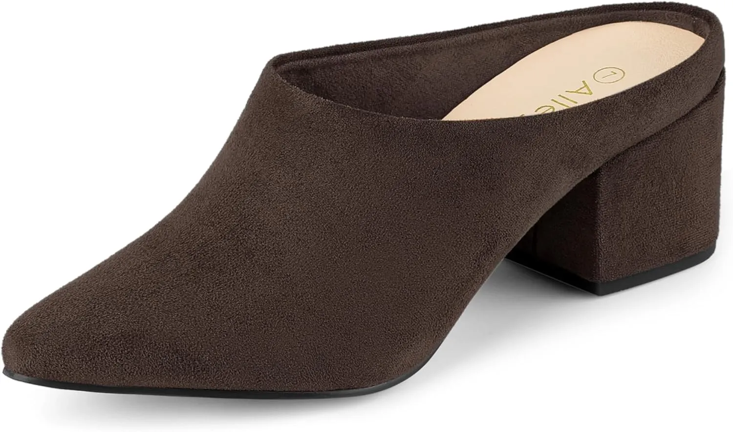 Allegra K Women's Pointed Toe Slip on Block Heel Slide Mules