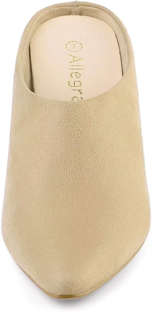 Allegra K Women's Pointed Toe Slip on Block Heel Slide Mules