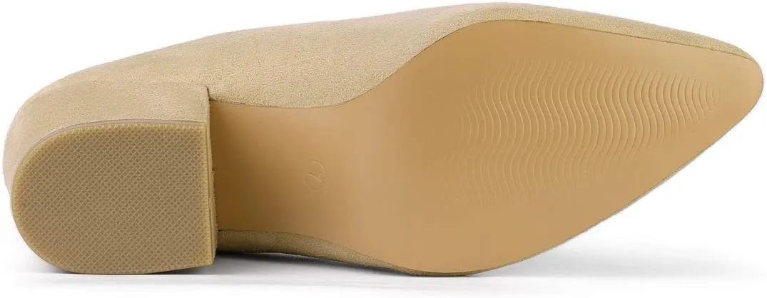Allegra K Women's Pointed Toe Slip on Block Heel Slide Mules