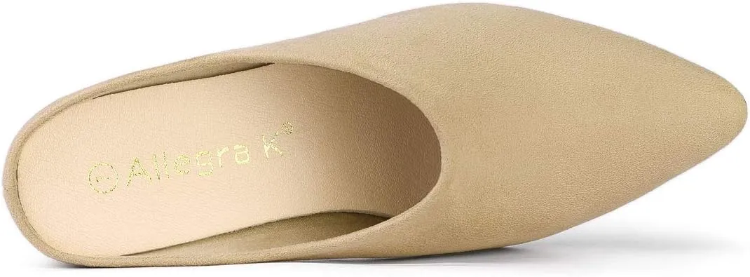 Allegra K Women's Pointed Toe Slip on Block Heel Slide Mules