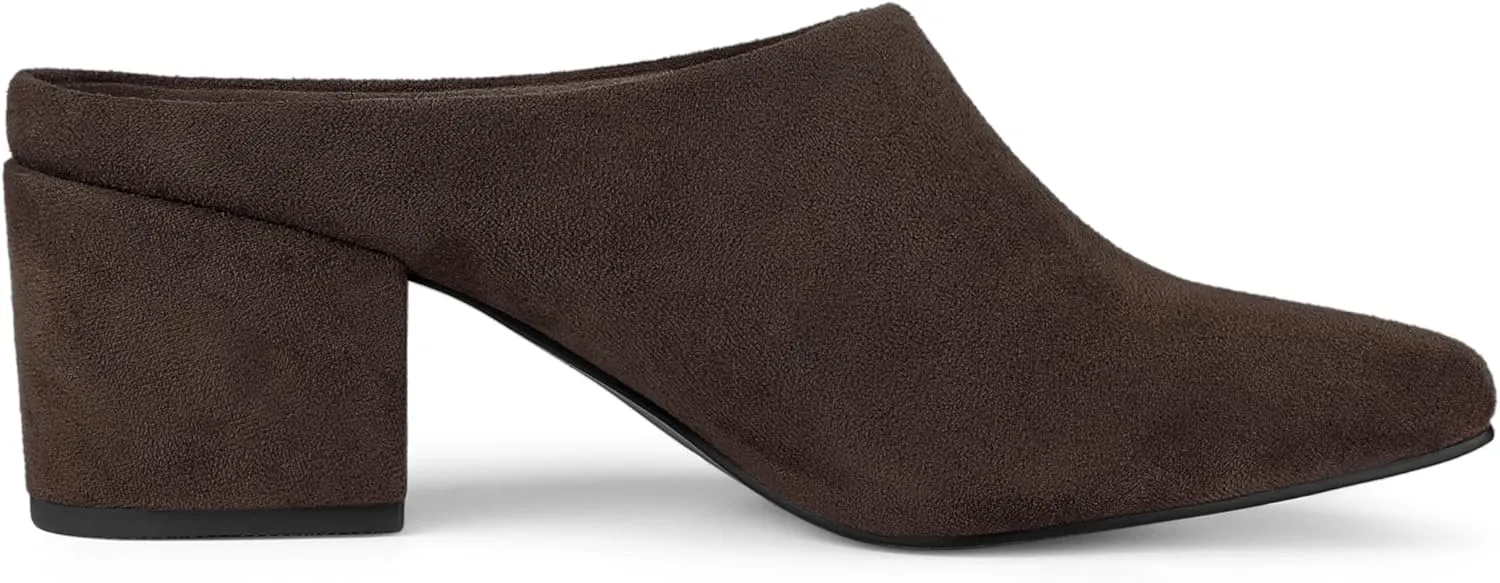 Allegra K Women's Pointed Toe Slip on Block Heel Slide Mules