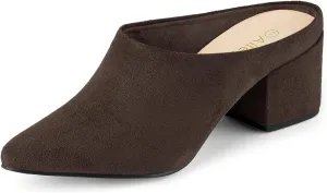 Allegra K Women's Pointed Toe Slip on Block Heel Slide Mules