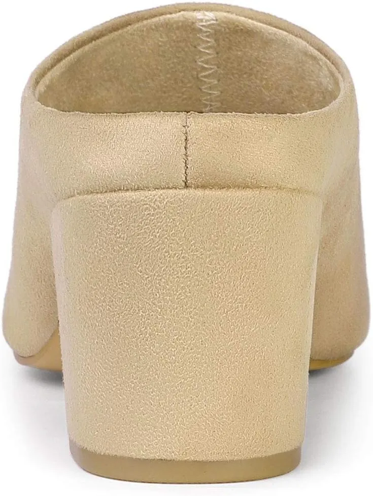 Allegra K Women's Pointed Toe Slip on Block Heel Slide Mules