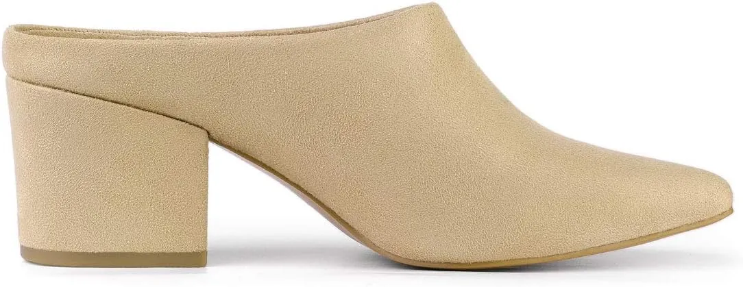 Allegra K Women's Pointed Toe Slip on Block Heel Slide Mules