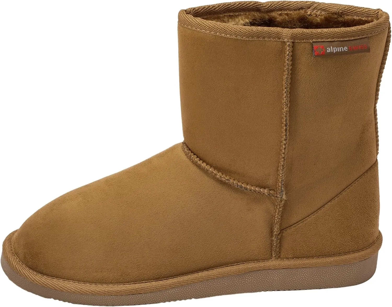 Alpine Swiss Laura Women’s Short Winter Boots Faux Suede Sherpa Lined Warm & Comfortable with Anti-Slip Sole