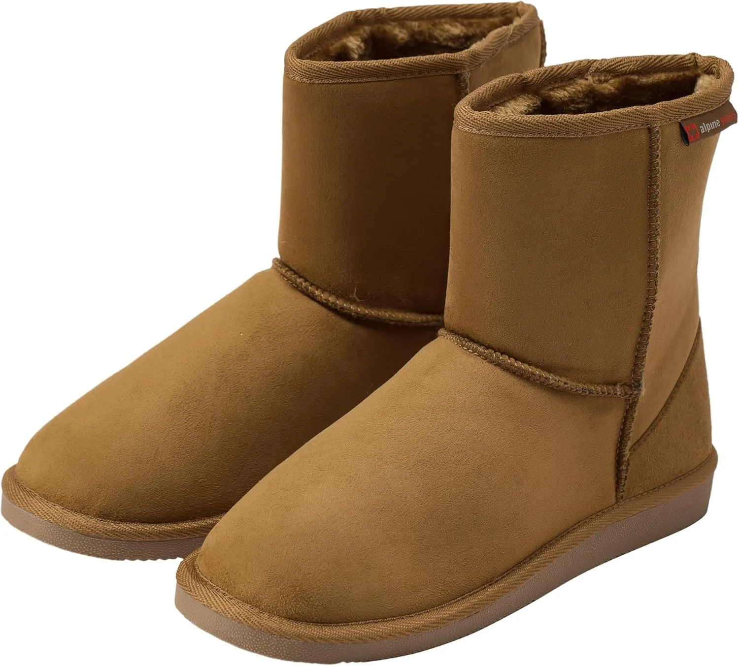 Alpine Swiss Laura Women’s Short Winter Boots Faux Suede Sherpa Lined Warm & Comfortable with Anti-Slip Sole