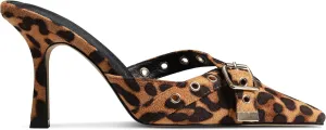 AMINUGAL Mules Heels for Women Pointed Closed Toe Kitten Pumps Buckle Slip On Studded Stiletto Heeled Party Dress Shoes