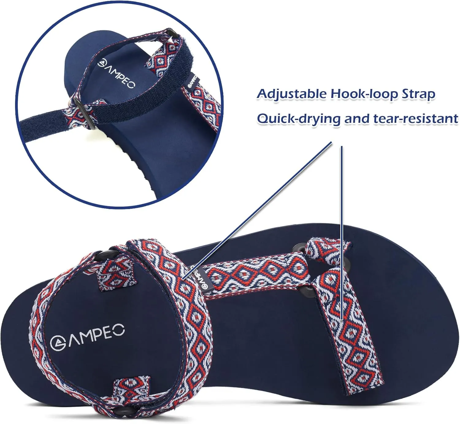 Ampeo Women's Arch Support Hiking Sandals Comfortable Summer Beach Walking Sport Athletic Water Sandals