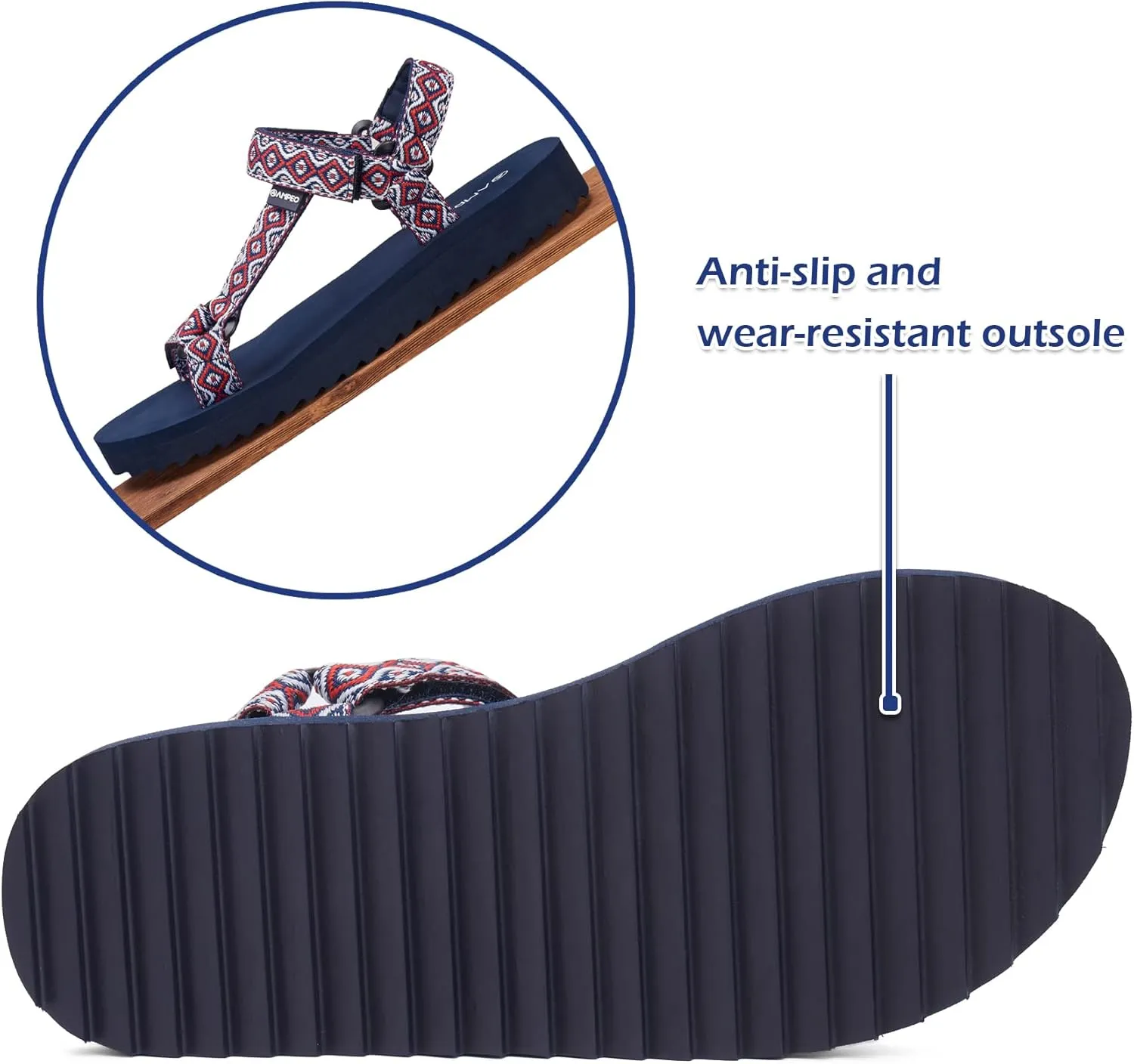 Ampeo Women's Arch Support Hiking Sandals Comfortable Summer Beach Walking Sport Athletic Water Sandals