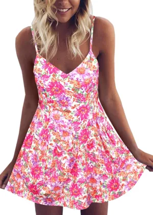 Angashion Women's Sexy V Neck Printed Spaghetti Strap Beach Romper Shorts Jumpsuit XS-3XL