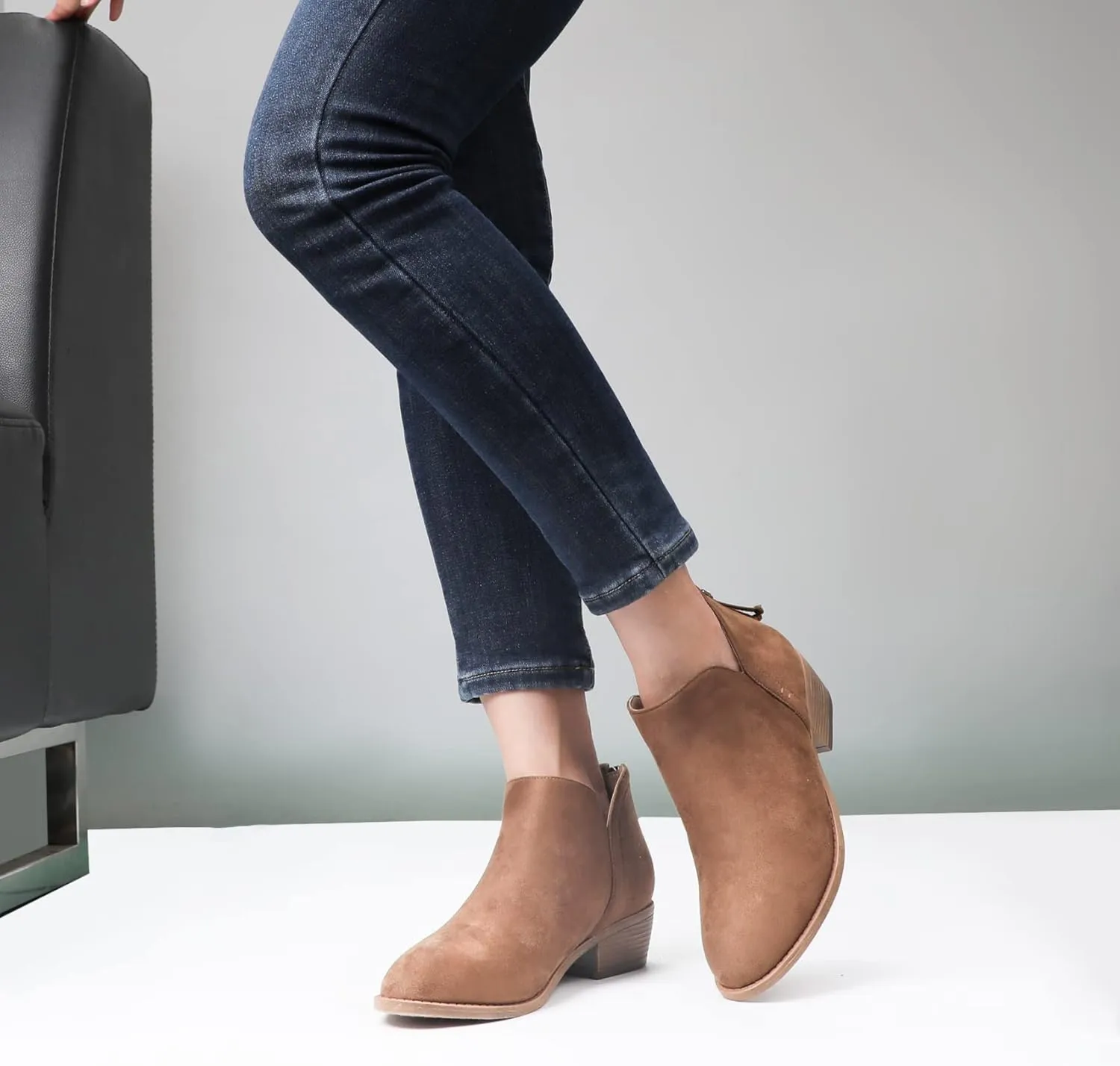 Ankle Boots for Women.Women's Low Heeled Booties.Fashion Thick Heel Design