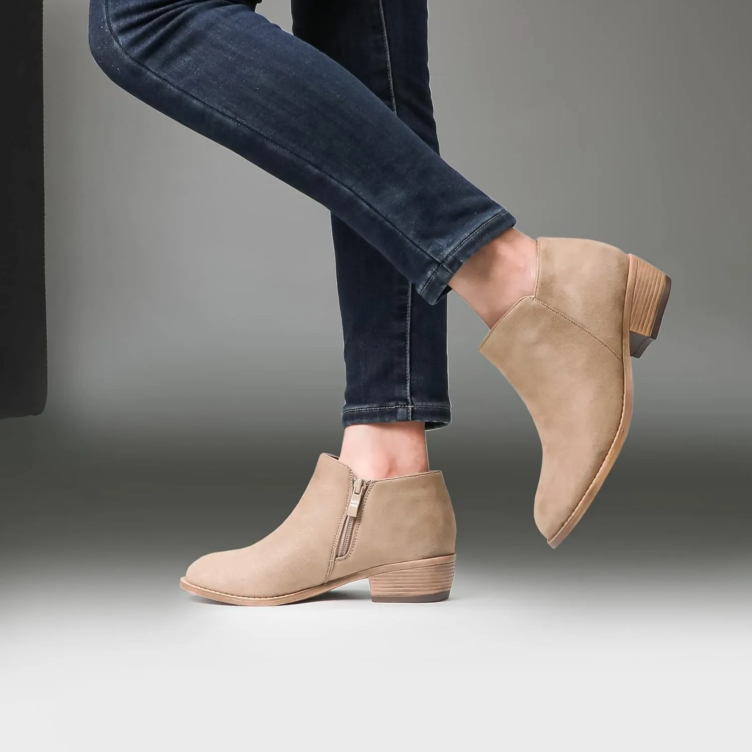 Ankle Boots for Women.Women's Low Heeled Booties.Fashion Thick Heel Design