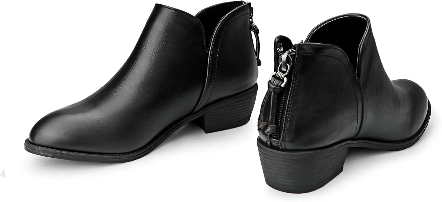 Ankle Boots for Women.Women's Low Heeled Booties.Fashion Thick Heel Design