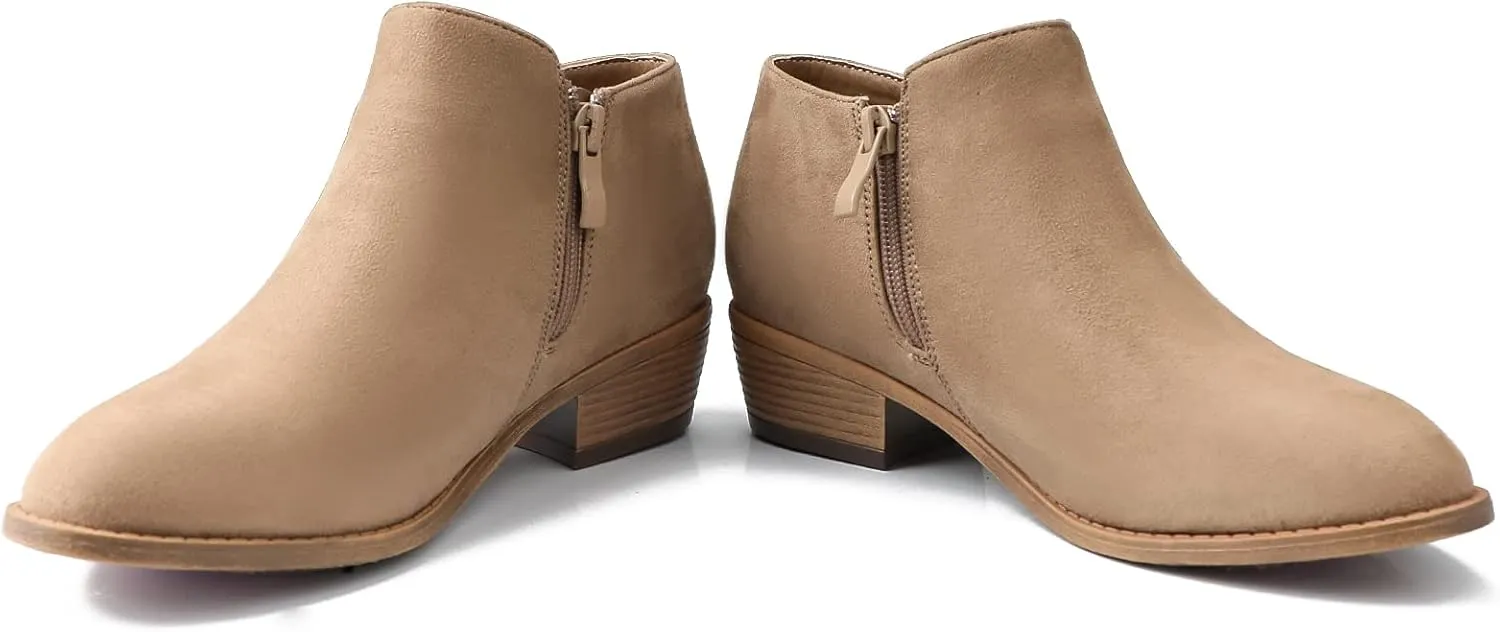 Ankle Boots for Women.Women's Low Heeled Booties.Fashion Thick Heel Design