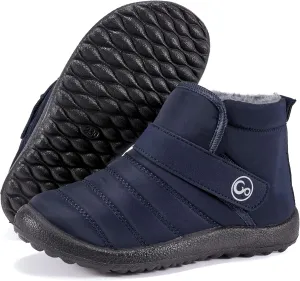Aomigoct Boys Girls Winter Snow Boots: Waterproof Toddler Little Kid Boot with Fur Lined Easy Handles Unisex Child Warm Booties Comfortable Non Slip Walking
