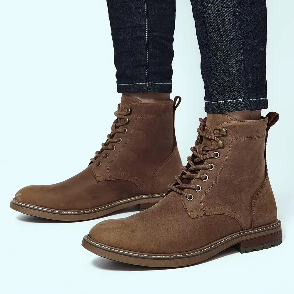 Arkbird Men's Motocycle Combat Boots, Comfortable Stylish Lace Up Fashion Casual Boot For Men