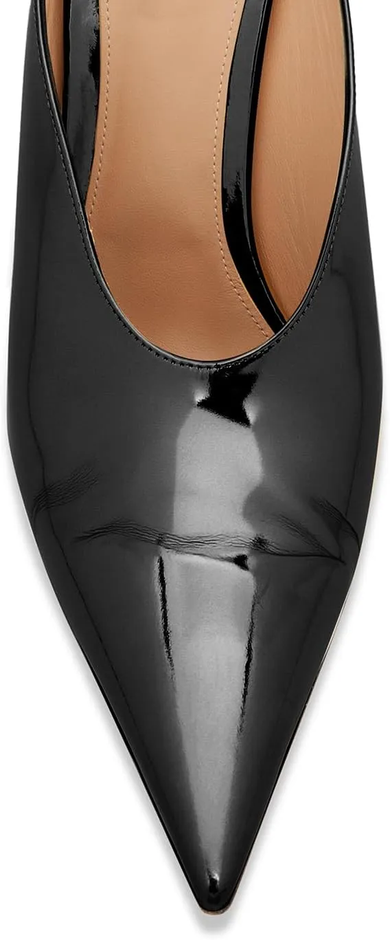 Arqa Metallic Leather Heeled Mules for Women Pointed Toe Wedge Heel Slide Sandals Slip-on Mule Heels Dressy Pumps
