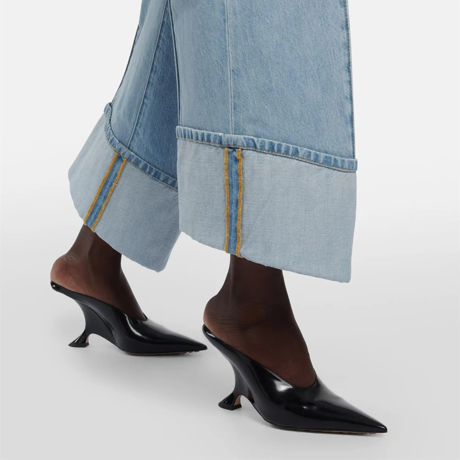 Arqa Metallic Leather Heeled Mules for Women Pointed Toe Wedge Heel Slide Sandals Slip-on Mule Heels Dressy Pumps